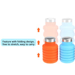 Bouteille d'eau portable en silicone, pliable et rétractable, pour café, voyage en extérieur, sport, capacité : 500 ml, Gris, Orange, Bleu, Violet