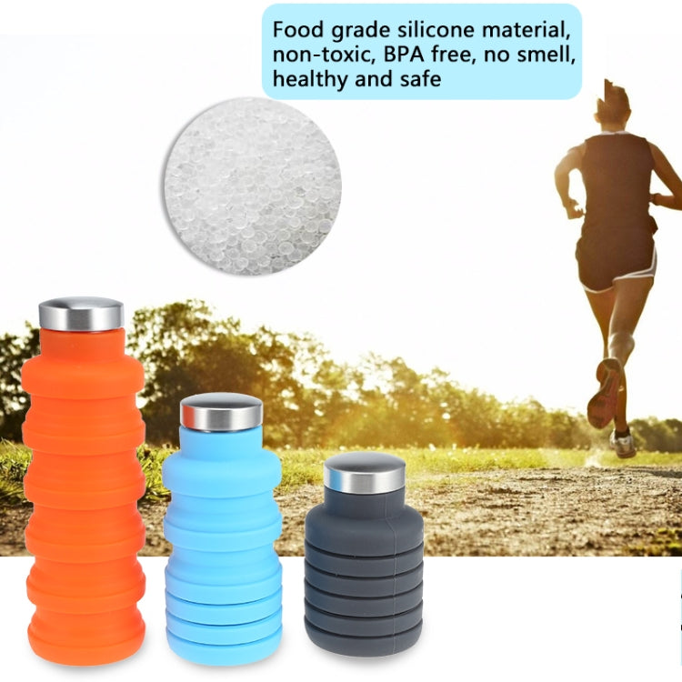Bouteille d'eau portable en silicone, pliable et rétractable, pour café, voyage en extérieur, sport, capacité : 500 ml, Gris, Orange, Bleu, Violet