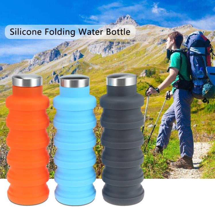 Bouteille d'eau portable en silicone, pliable et rétractable, pour café, voyage en extérieur, sport, capacité : 500 ml, Gris, Orange, Bleu, Violet