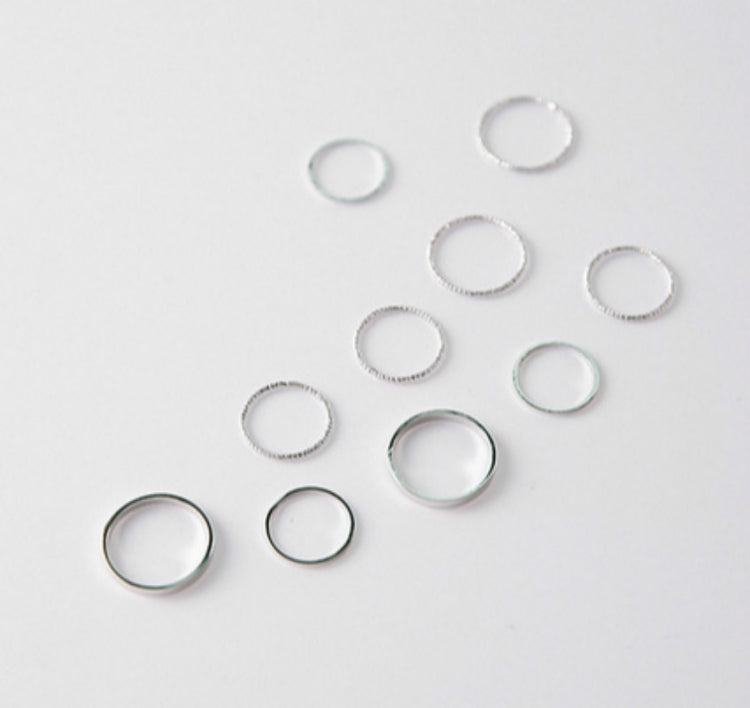 Ensembles de bagues articulées vintage au design simple, J7213 Or, J7214 Argent