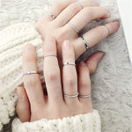 Ensembles de bagues articulées vintage au design simple, J7213 Or, J7214 Argent