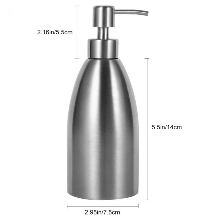 Distributeur de Savon en Acier Inoxydable de 500 ml, Distributeur de Savon de 500 ml pour Cuisine, Salle de Bain, Shampoing, Bouteille de Détergent