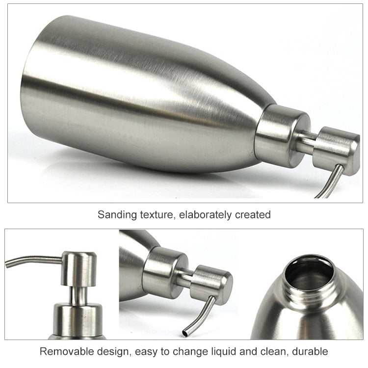 Distributeur de Savon en Acier Inoxydable de 500 ml, Distributeur de Savon de 500 ml pour Cuisine, Salle de Bain, Shampoing, Bouteille de Détergent