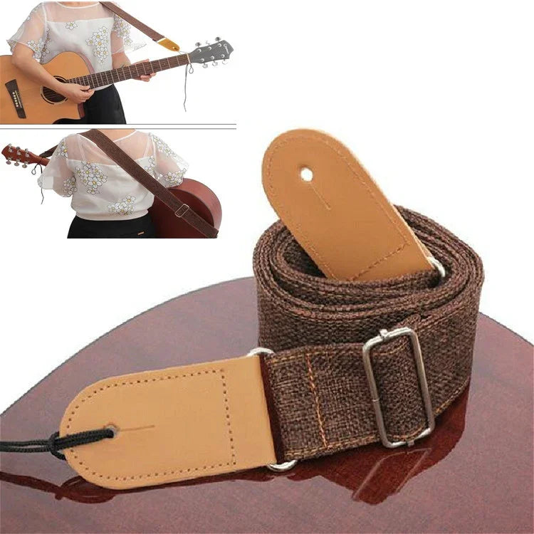 Sangle de guitare en coton et lin avec clous, bandoulière diagonale, accessoires pour instruments de musique