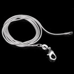 Collier chaîne en os de serpent plaqué argent pour femme, collier fin, 1 mm 40 cm, 1 mm 45 cm, 1 mm 55 cm, 1 mm 60 cm, 1 mm 65 cm, 1 mm 70 cm