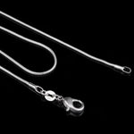 Collier chaîne en os de serpent plaqué argent pour femme, collier fin, 1 mm 40 cm, 1 mm 45 cm, 1 mm 55 cm, 1 mm 60 cm, 1 mm 65 cm, 1 mm 70 cm