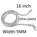Collier chaîne en os de serpent plaqué argent pour femme, collier fin, 1 mm 40 cm, 1 mm 45 cm, 1 mm 55 cm, 1 mm 60 cm, 1 mm 65 cm, 1 mm 70 cm