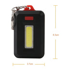 2 PCS 3W Mini COB LED Flashlight Keychain Emergency Camping  Backpack Light with 3 Modes, Red, Green