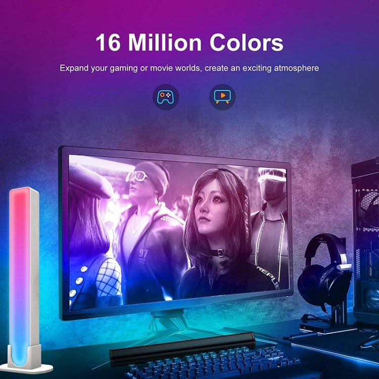 2 pièces/boîte Lampe d'ambiance de bureau RGB pour captation du rythme musical, Bluetooth, WiFi