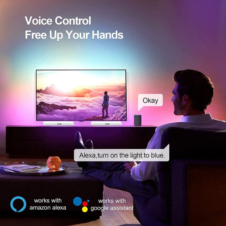 2 pièces/boîte Lampe d'ambiance de bureau RGB pour captation du rythme musical, Bluetooth, WiFi