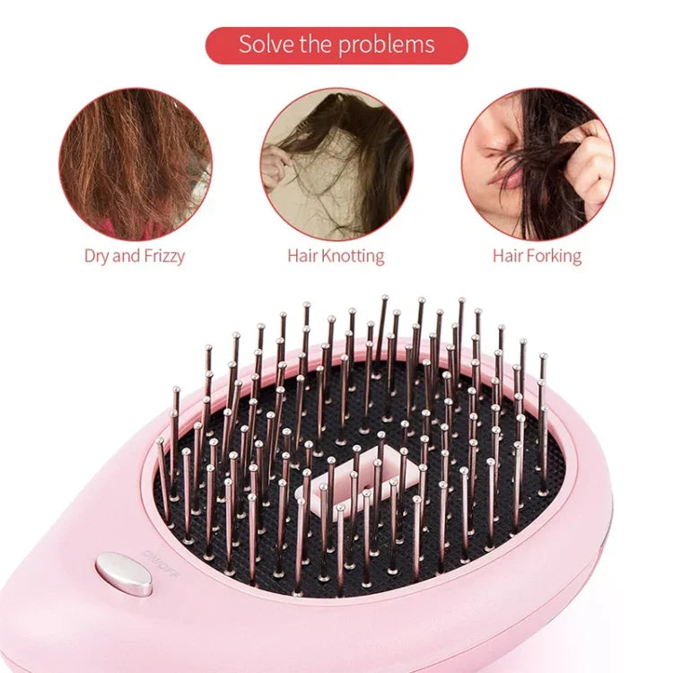 Brosse lissante électrique portable à ions pour cheveux, peigne à ions négatifs, peigne anti-statique massant pour cheveux lisses, rose, vert