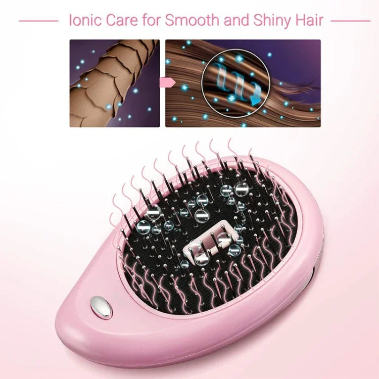 Brosse lissante électrique portable à ions pour cheveux, peigne à ions négatifs, peigne anti-statique massant pour cheveux lisses, rose, vert