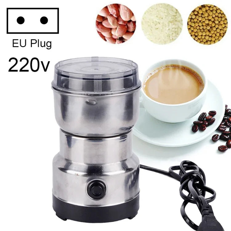 Moulin à café multifonctionnel avec prise UE, en acier inoxydable, pour herbes/épices/noix/grains/grains de café, moulin à café, prise UE