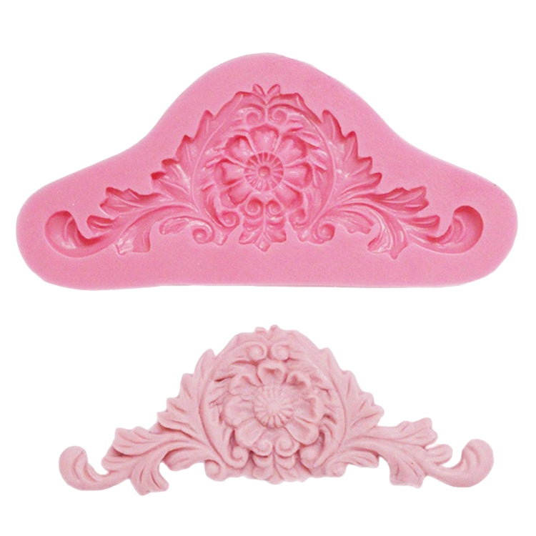 Lot de 2 moules en silicone pour fondant gaufré vintage, motif vigne florale dentelle, outil de pâtisserie, couleur rose et gris.