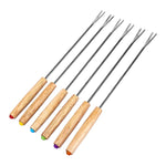 Fourchette à chocolat en acier inoxydable avec manche en bois, fourchettes à fondue, à fromage, à fruits, à dessert, ustensiles de cuisine, livraison couleur aléatoire