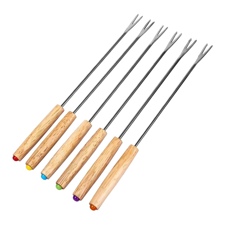 Fourchette à chocolat en acier inoxydable avec manche en bois, fourchettes à fondue, à fromage, à fruits, à dessert, ustensiles de cuisine, livraison couleur aléatoire