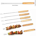 Fourchette à chocolat en acier inoxydable avec manche en bois, fourchettes à fondue, à fromage, à fruits, à dessert, ustensiles de cuisine, livraison couleur aléatoire
