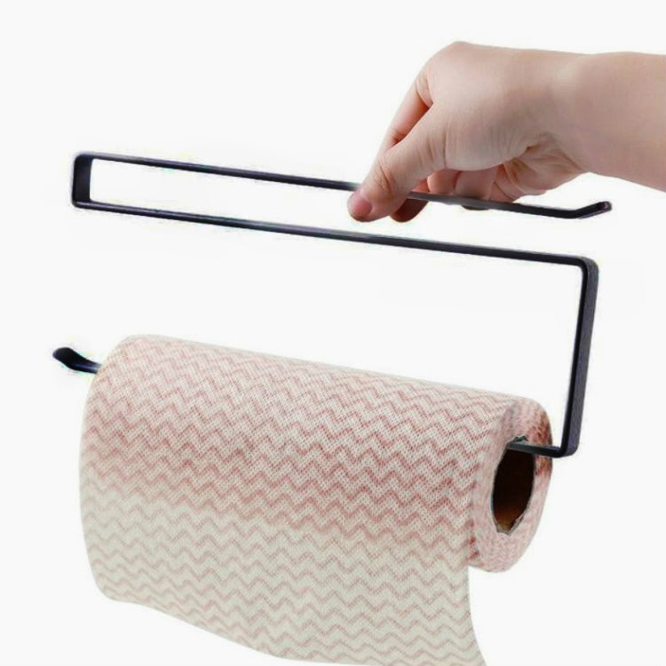Porte Armoire Suspendue Porte-Serviettes en Papier Séparateur Étagère de Rangement pour Film Étirable et Papier de Cuisine, Noir