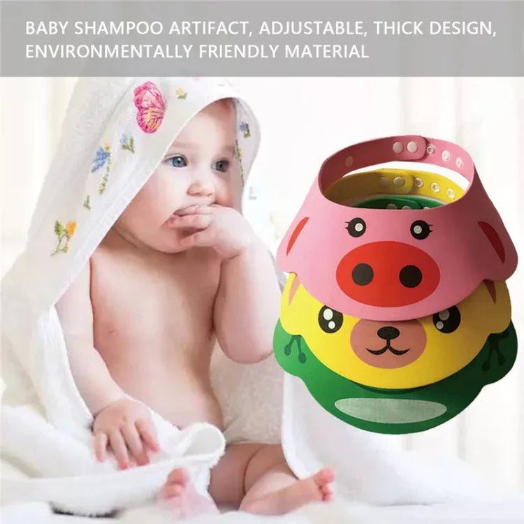2 pièces Casquette bébé enfant Casque de douche Casquette de bain bébé Chapeau de douche Visor de bain Casquette bouclier lavage cheveux pour enfants, Cochon rose, Chien jaune, Grenouille verte
