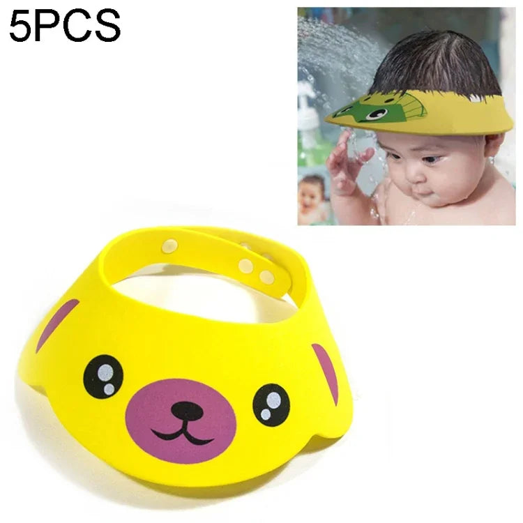 2 pièces Casquette bébé enfant Casque de douche Casquette de bain bébé Chapeau de douche Visor de bain Casquette bouclier lavage cheveux pour enfants, Cochon rose, Chien jaune, Grenouille verte
