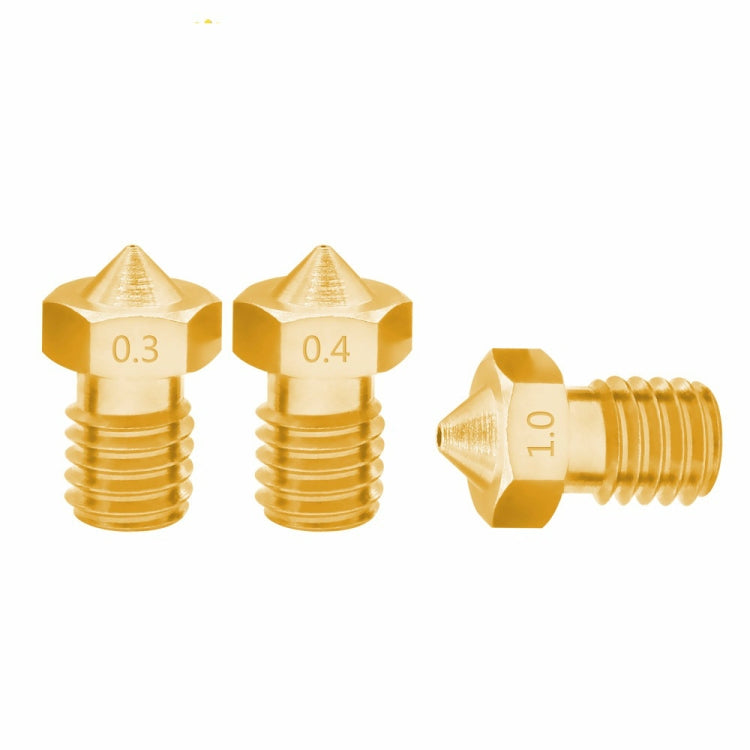 8 PCS Accessoires d'imprimante 3D Bugatti E3D-V5 Buse V6 Consommables à filetage M6 Buse chaude, 1,75/0,3 mm, 1,75/0,35 mm, 1,75/0,4 mm, 1,75/0,5 mm, 1,75/0,6 mm, 3/0,2 mm, 3/0,3 mm, 3/0,4 mm, 3/0,8 mm, 3/1,0 mm, 3/0,25 mm