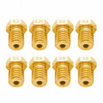 8 PCS Accessoires d'imprimante 3D Bugatti E3D-V5 Buse V6 Consommables à filetage M6 Buse chaude, 1,75/0,3 mm, 1,75/0,35 mm, 1,75/0,4 mm, 1,75/0,5 mm, 1,75/0,6 mm, 3/0,2 mm, 3/0,3 mm, 3/0,4 mm, 3/0,8 mm, 3/1,0 mm, 3/0,25 mm