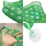 Sac en filet de rangement pour jouets de bain de bébé avec ventouses solides, Jaune, Vert