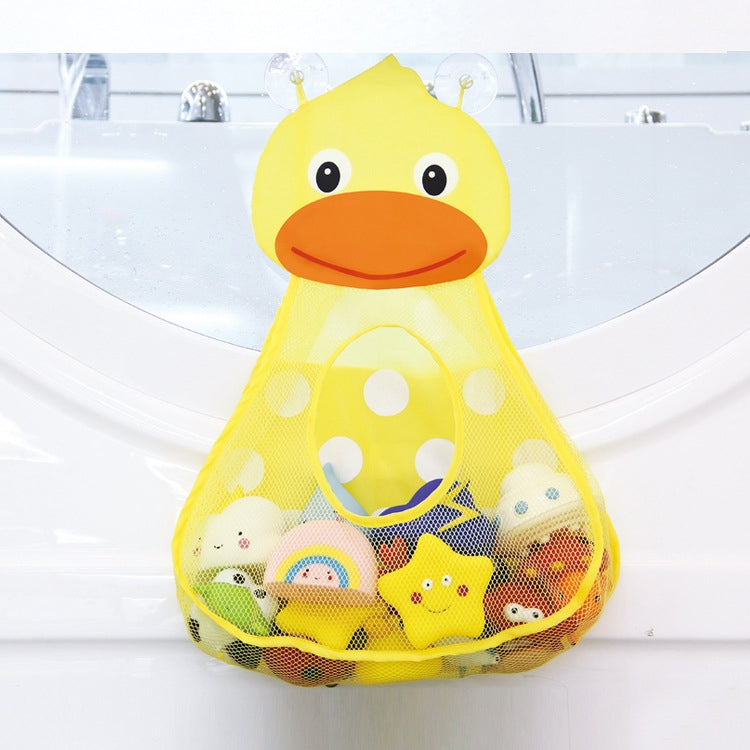 Sac en filet de rangement pour jouets de bain de bébé avec ventouses solides, Jaune, Vert