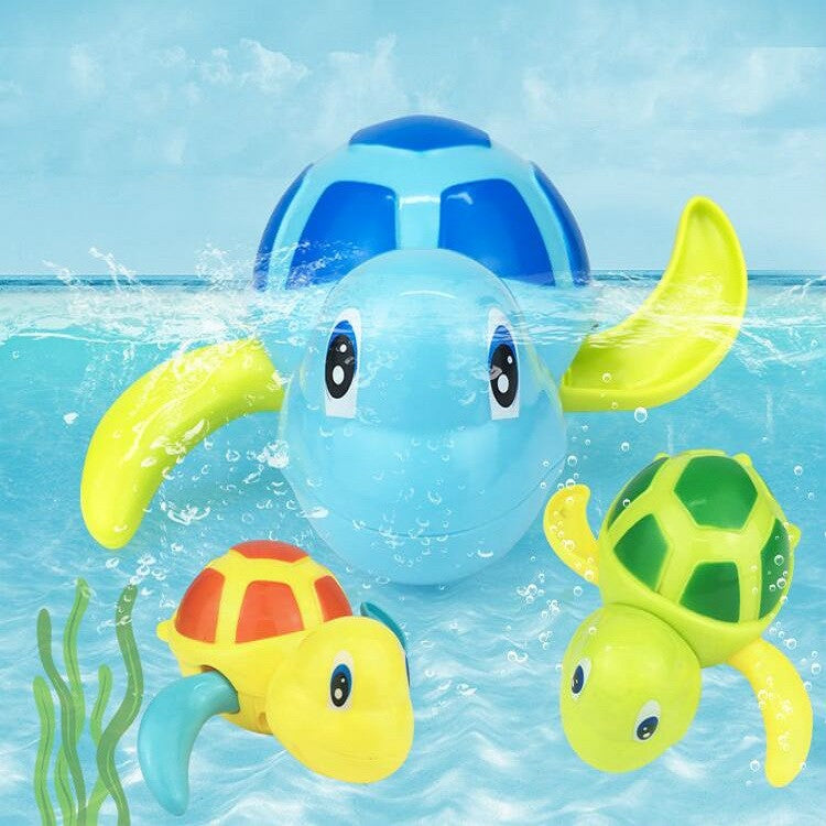 Jouet horloge mécanique en forme de tortue dessin animé, jouet d'eau pour bain de bébé, jouet éducatif pour enfants, tortue éducative (bleu clair), tortue éducative (orange), tortue éducative (verte)
