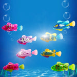 Jouet de douche pour bébé poisson électrique simulation 8 en 1 avec fonction natation et éclairage, poisson électrique simulation