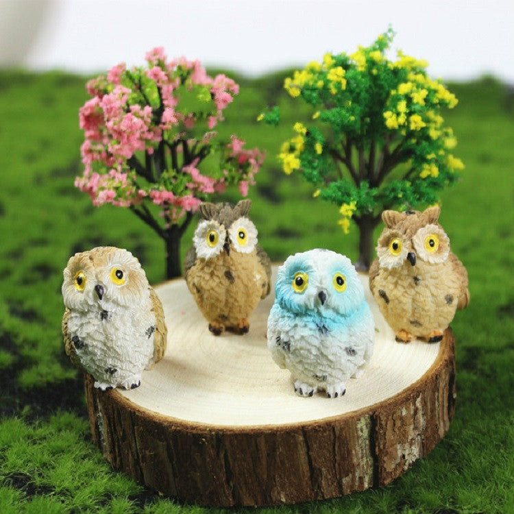 4 pièces ensemble mini hibou simulation décorations animales de jardinage, décorations animales
