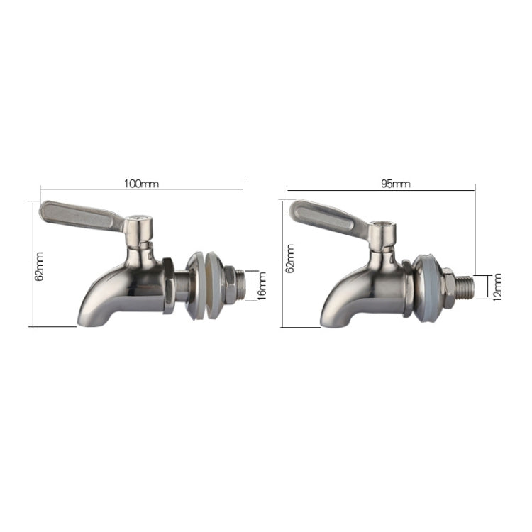 Distributeur de Boissons Tonneau à Vin Robinet en Acier Inoxydable pour Café Jus, 12mm, 16mm
