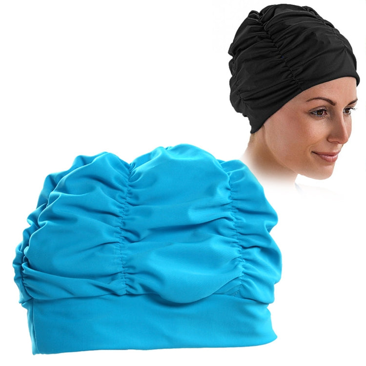Bonnets de bain pour femmes en tissu plissé, bonnet de bain femme (bleu lac), bonnet de bain femme (violet), bonnet de bain femme (rose)