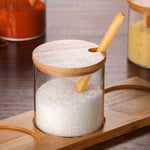 Bocaux à condiments transparents créatifs en borosilicate, fournitures de cuisine, cuillère, pot en verre simple, un ensemble