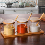 Bocaux à condiments transparents créatifs en borosilicate, fournitures de cuisine, cuillère, pot en verre simple, un ensemble