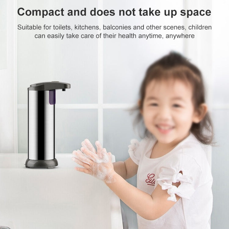 Distributeur automatique de savon en acier inoxydable de 250 ml, distributeur de savon à capteur infrarouge, 250 ml