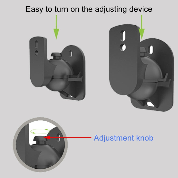 Paire de supports muraux noirs pour haut-parleur Surround, design rotatif à 45 degrés pour fixation TV murale, 8 x 4,5 x 5,8 cm