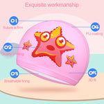 Bonnet de bain imperméable pour enfants avec motif grenouille mignon en PU, Grenouille (Bleu), Grenouille (Rose), Grenouille (Orange), Grenouille (Bleu foncé)