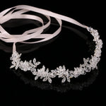 Bijoux de tête de mariée en cristal noble avec strass, accessoires de cheveux de mariage en ruban de satin pour mariées, tiares, couronnes, bandeaux