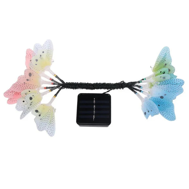 Guirlandes féeriques étanches d'extérieur et de jardin pour Noël, à fibre optique en forme de papillon alimentées par l'énergie solaire, 4m 12 LED, 5m 20 LED