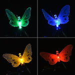 Guirlandes féeriques étanches d'extérieur et de jardin pour Noël, à fibre optique en forme de papillon alimentées par l'énergie solaire, 4m 12 LED, 5m 20 LED