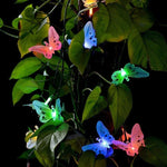 Guirlandes féeriques étanches d'extérieur et de jardin pour Noël, à fibre optique en forme de papillon alimentées par l'énergie solaire, 4m 12 LED, 5m 20 LED