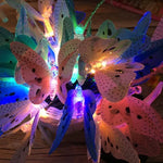 Guirlandes féeriques étanches d'extérieur et de jardin pour Noël, à fibre optique en forme de papillon alimentées par l'énergie solaire, 4m 12 LED, 5m 20 LED