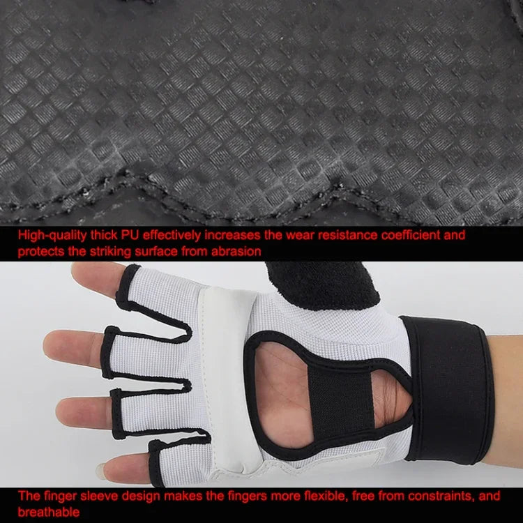 Gants de boxe d'entraînement demi-doigts pour adultes en cuir PU pour fitness, sparring, taekwondo, XS, S, M, L, XL, XXL