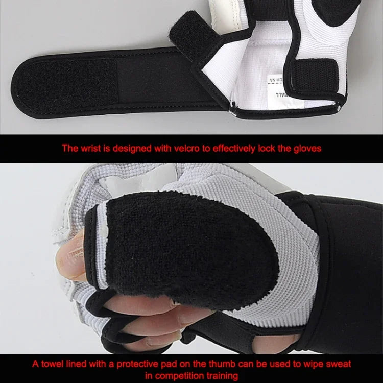Gants de boxe d'entraînement demi-doigts pour adultes en cuir PU pour fitness, sparring, taekwondo, XS, S, M, L, XL, XXL