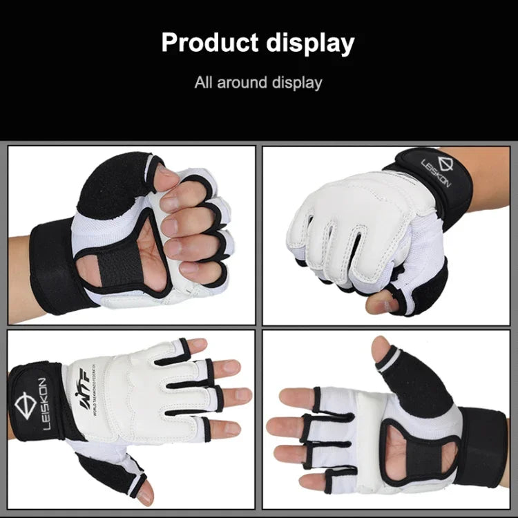 Gants de boxe d'entraînement demi-doigts pour adultes en cuir PU pour fitness, sparring, taekwondo, XS, S, M, L, XL, XXL