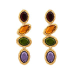 Boucles d'oreilles en verre géométrique couleur métal rétro, bijou en forme de losange