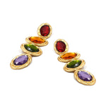 Boucles d'oreilles en verre géométrique couleur métal rétro, bijou en forme de losange