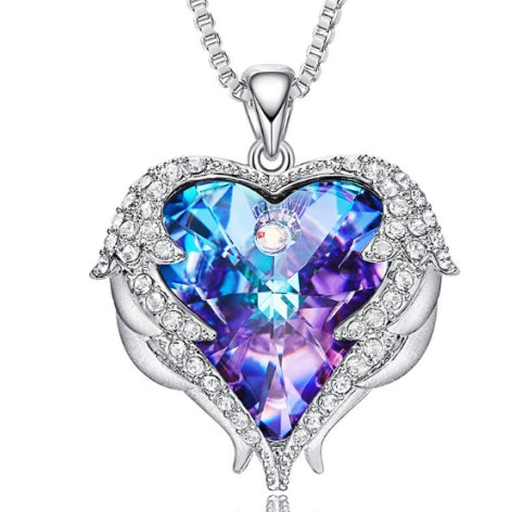 Colliers Cœurs Ailes d'Ange en Cristal Mode Femme