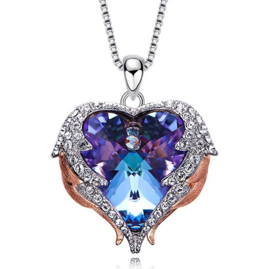 Colliers Cœurs Ailes d'Ange en Cristal Mode Femme